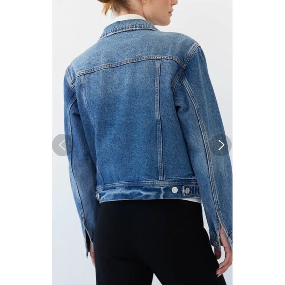 AYR Ride or Fly Denim Jacket Womens Medium Blue Cotton Casual Trucker Oversized - Picture 6 of 16